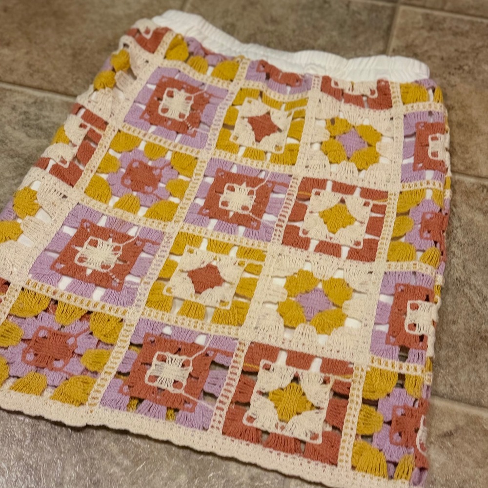 Hayden Girls Crochet Granny Square Skirt Multicolor Boho Festival GY5946VM L - Picture 2 of 13